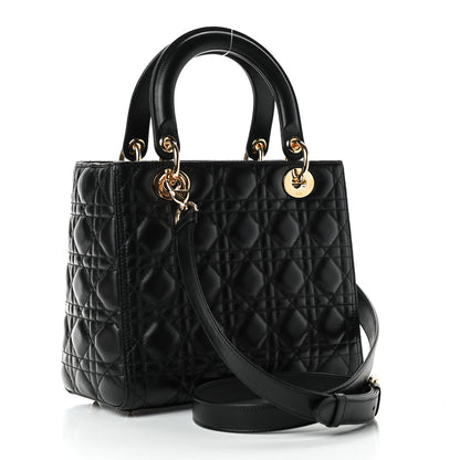 Christian Dior Lambskin Cannage Medium Lady Dior Black 3 of 9