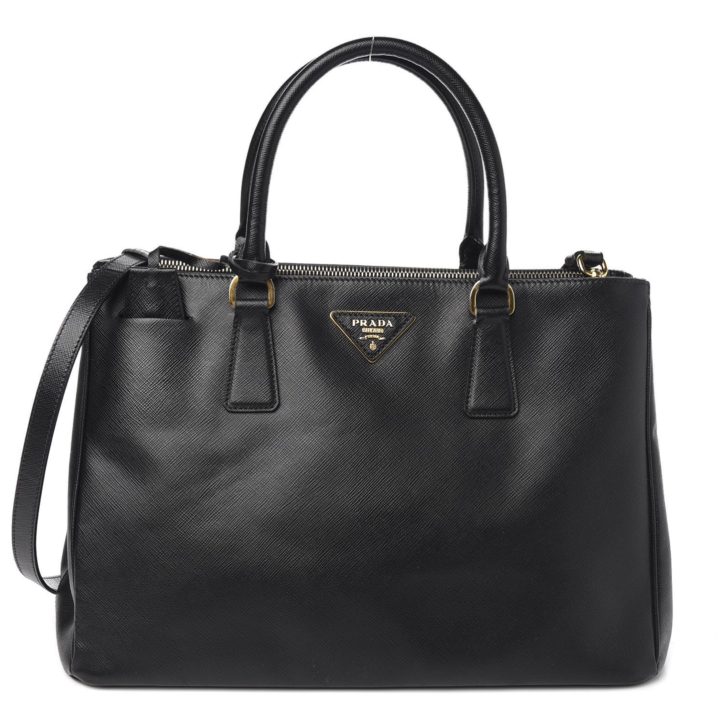 Saffiano Medium Galleria Double Zip Tote Black