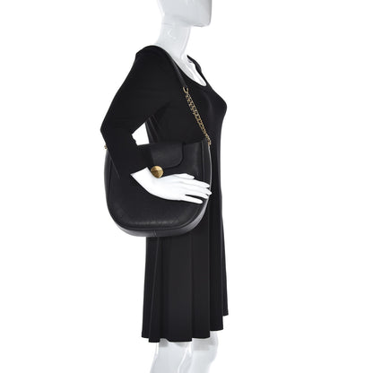 Chanel Grained Calfskin Perforated Small Flap Hobo Black 2 of 7
