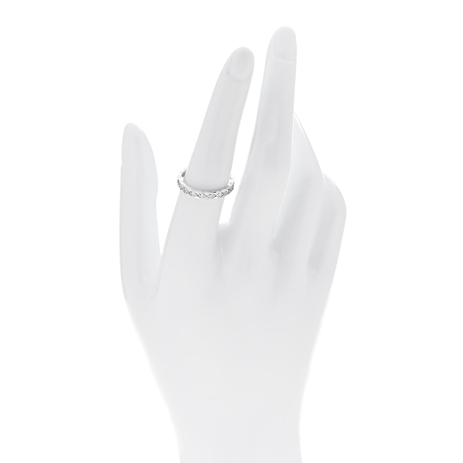 Chanel 18K White Gold Diamond Mini Coco Crush Ring 55 7.25 2 of 5