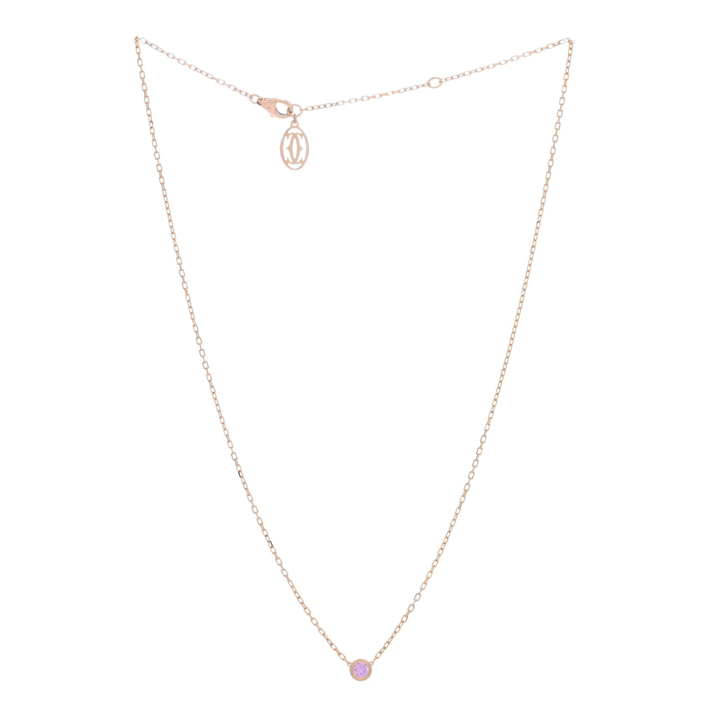 18K Pink Gold Pink Sapphire D'Amour Pendant Necklace