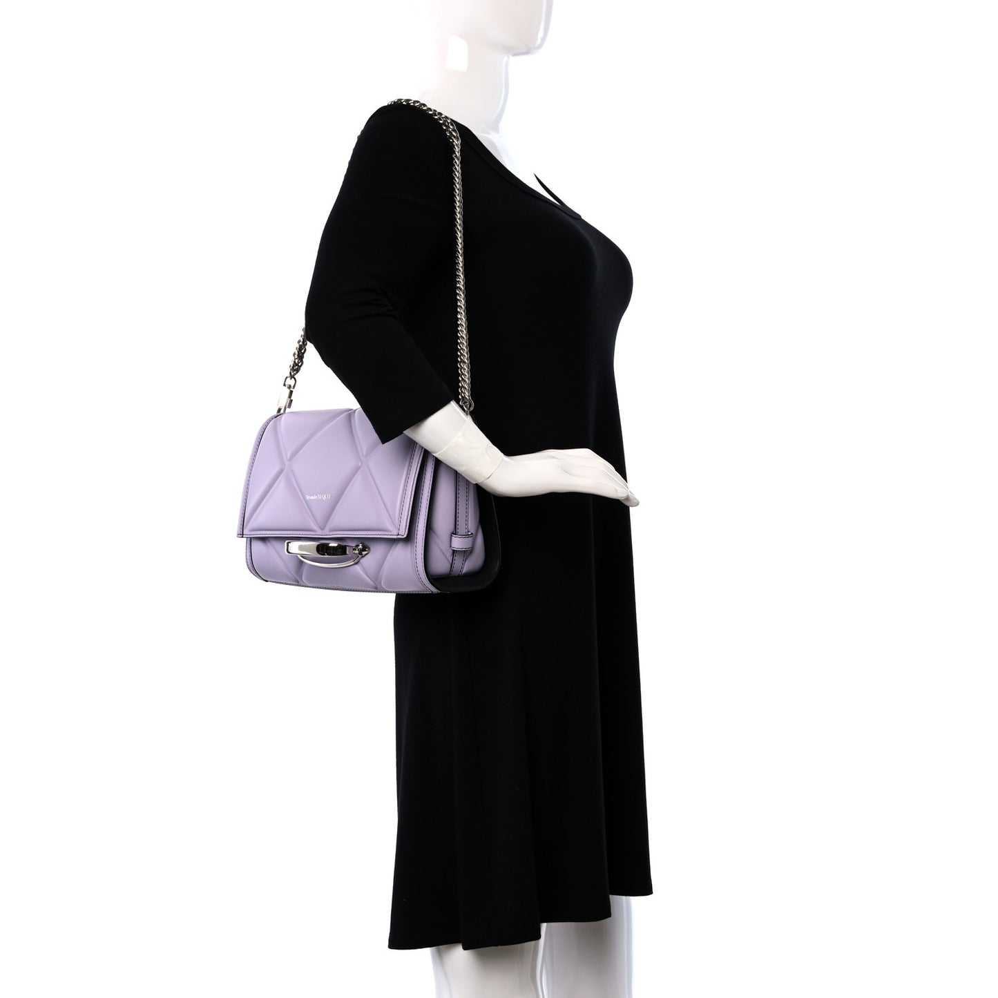 Calfskin The Story Quilted Shoulder Bag Lavender
