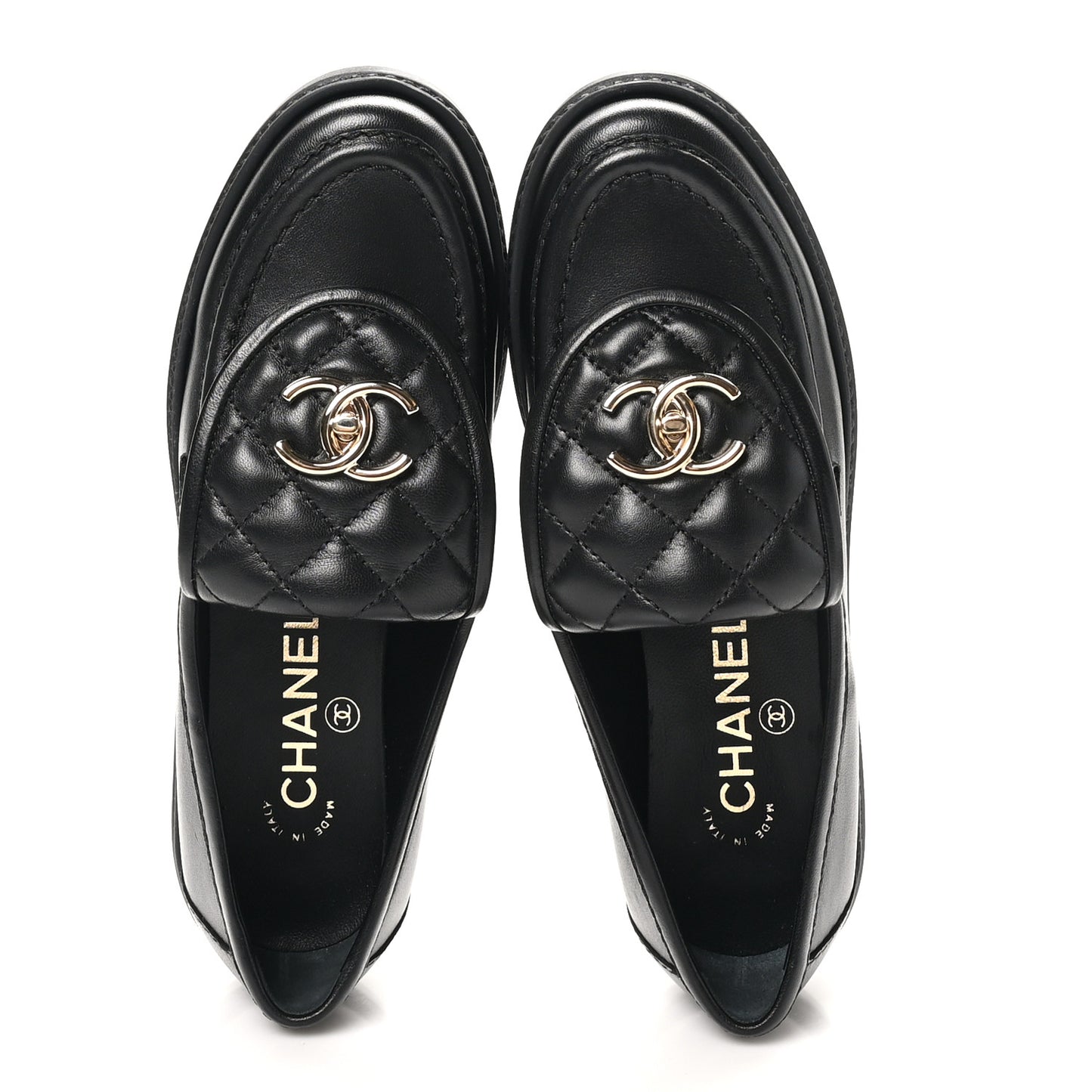 Lambskin Quilted CC Turnlock Loafers 35.5 Black