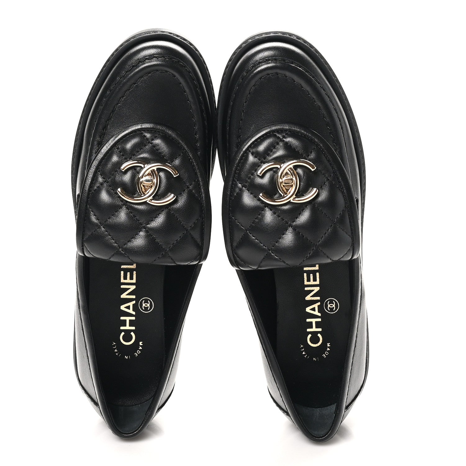 Chanel Lambskin Quilted CC Turnlock Loafers 35.5 Black 2 of 10