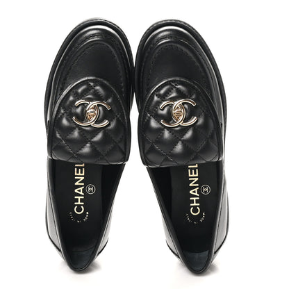Chanel Lambskin Quilted CC Turnlock Loafers 35.5 Black 2 of 10