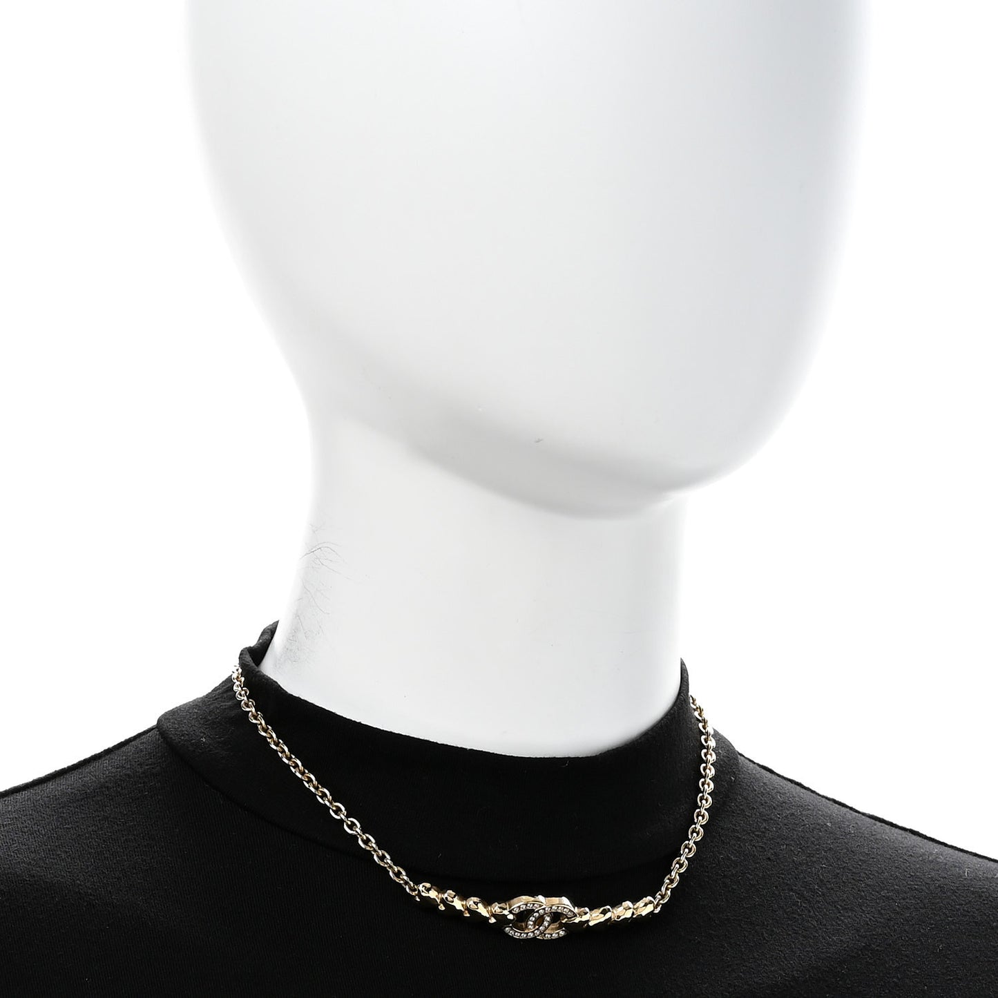 Crystal CC Heart Link Choker Necklace Gold