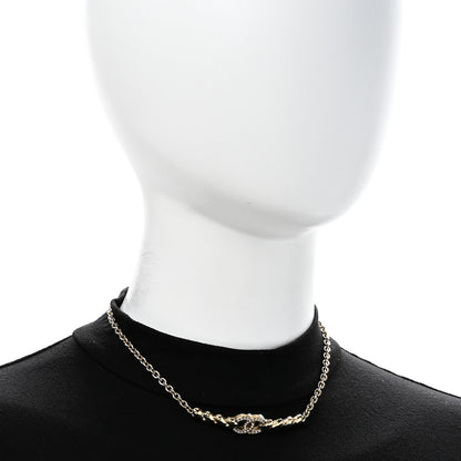 Chanel Crystal CC Heart Link Choker Necklace Gold 2 of 7