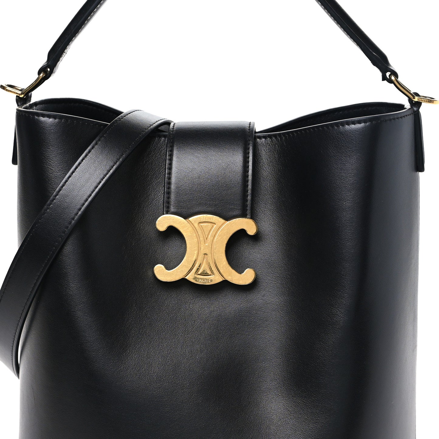 Smooth Calfskin Triomphe Medium Louise Bag Black