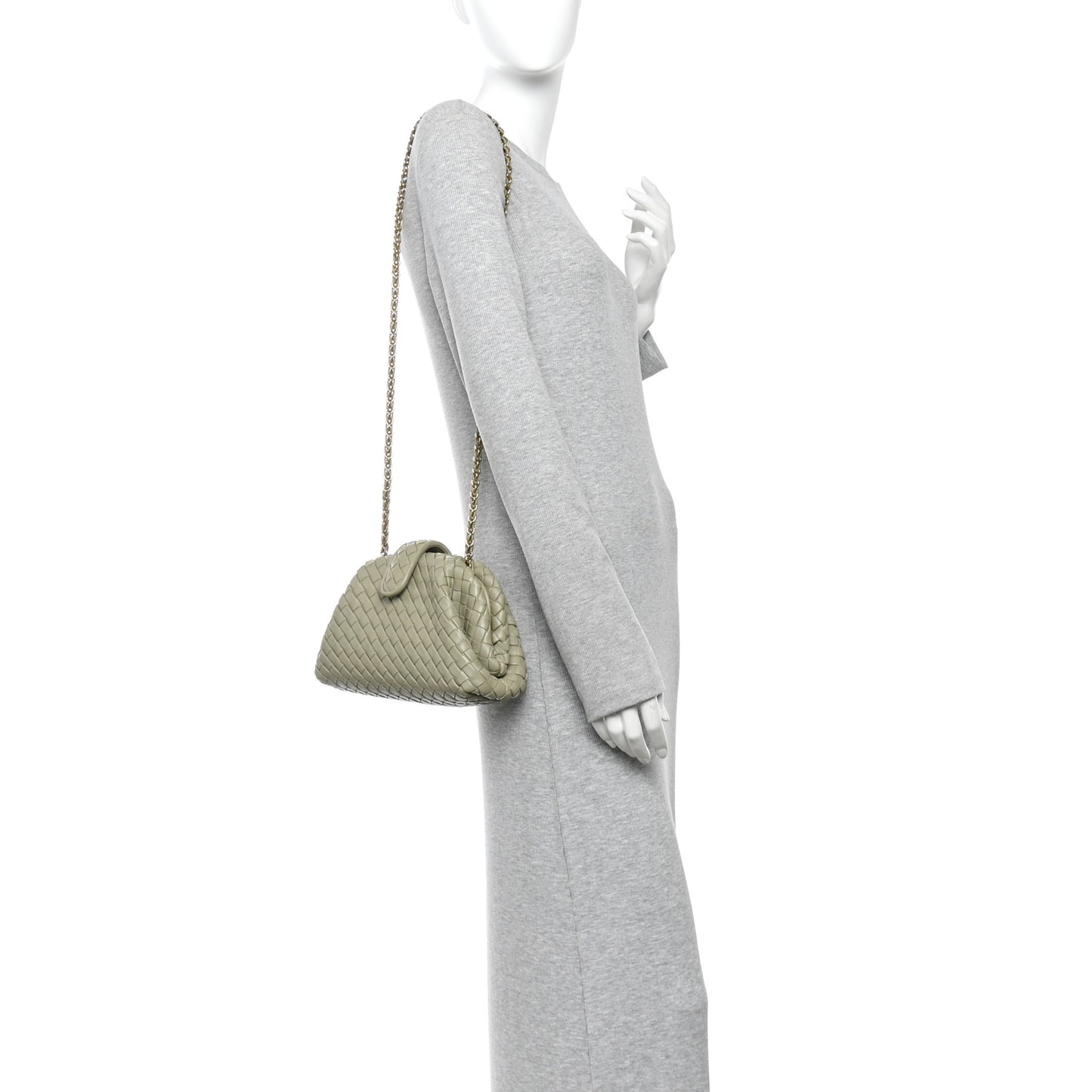Nappa Intrecciato Small The Lauren 1980 Clutch With Chain Travertine