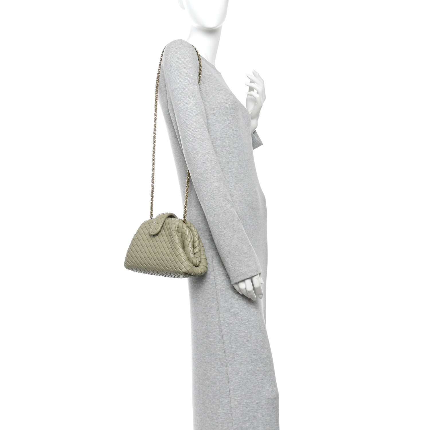Bottega Veneta Nappa Intrecciato Small The Lauren 1980 Clutch With Chain Travertine 2 of 11
