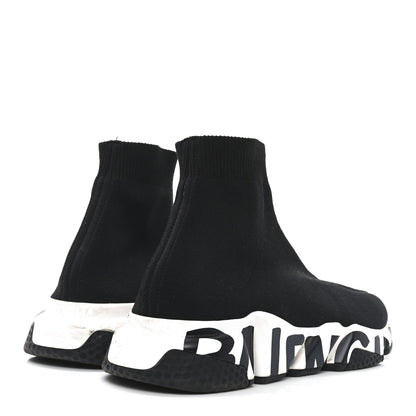 Balenciaga Neoprene Knit Womens Speed Graffiti Sneakers 41 Black White 5 of 8