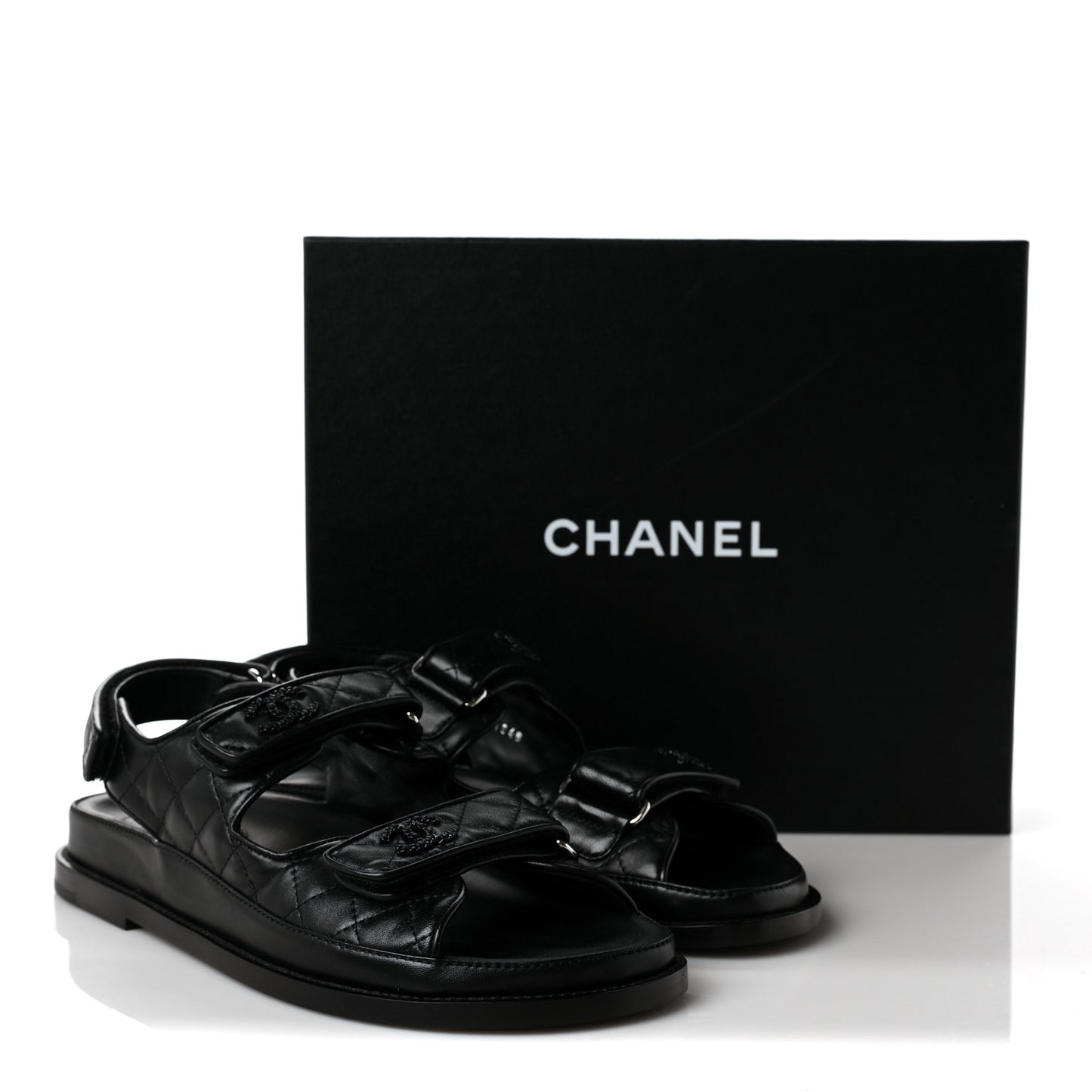 Lambskin Velcro Dad Sandals 39.5 Black