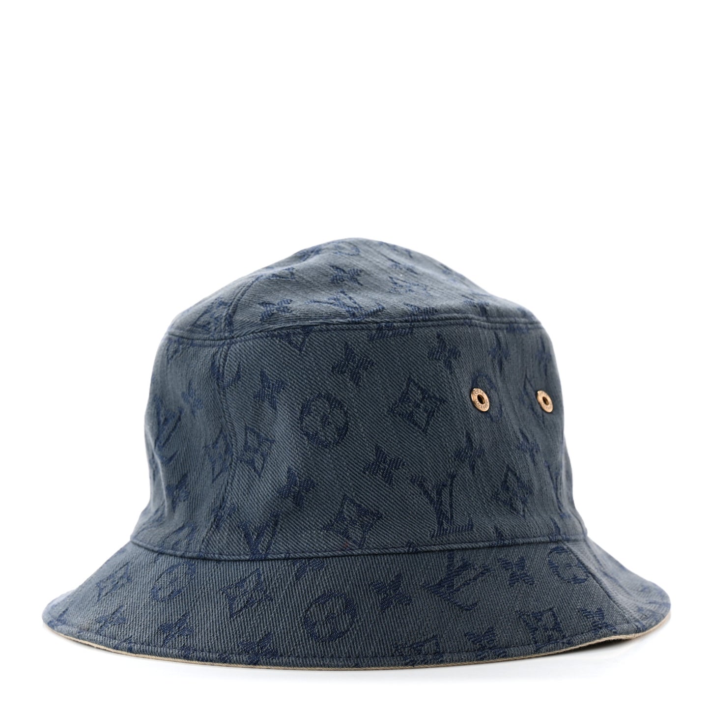 Monogram Denim Reversible Bucket Hat M Blue