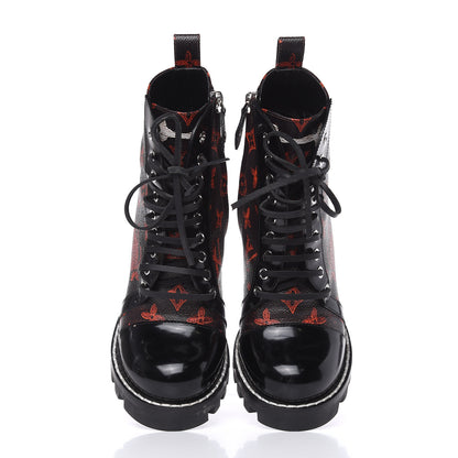Louis Vuitton Patent Calfskin Catogram Star Trail Ankle Boots 38.5 Black Marron 5 of 11