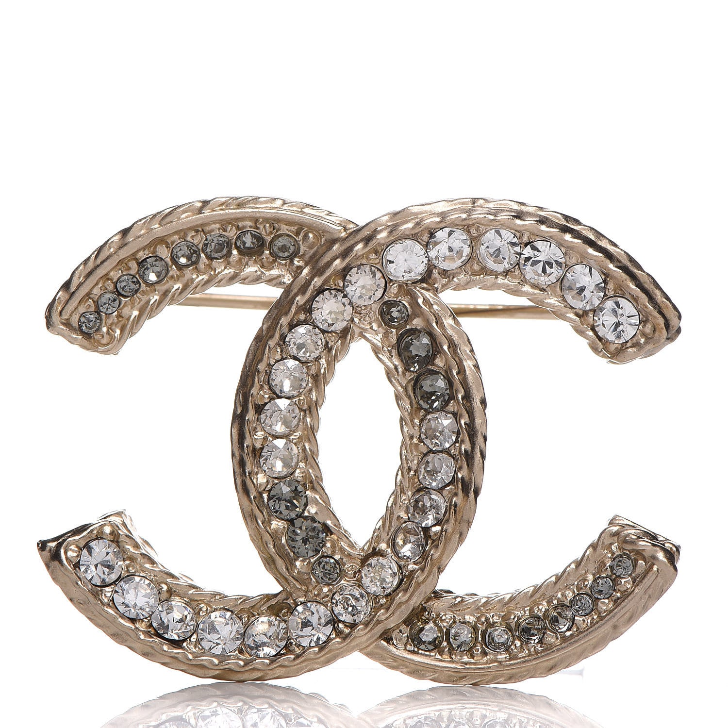 Chanel Crystal CC Brooch Gold 1 of 5