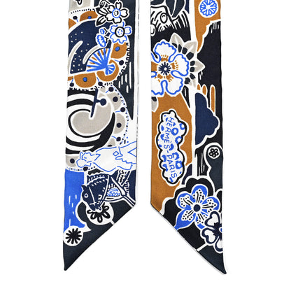 Hermes Silk Bingata Twilly Marine Tabac White 2 of 4