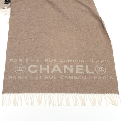 Chanel Cashmere CC Logo Stole Beige 4 of 5