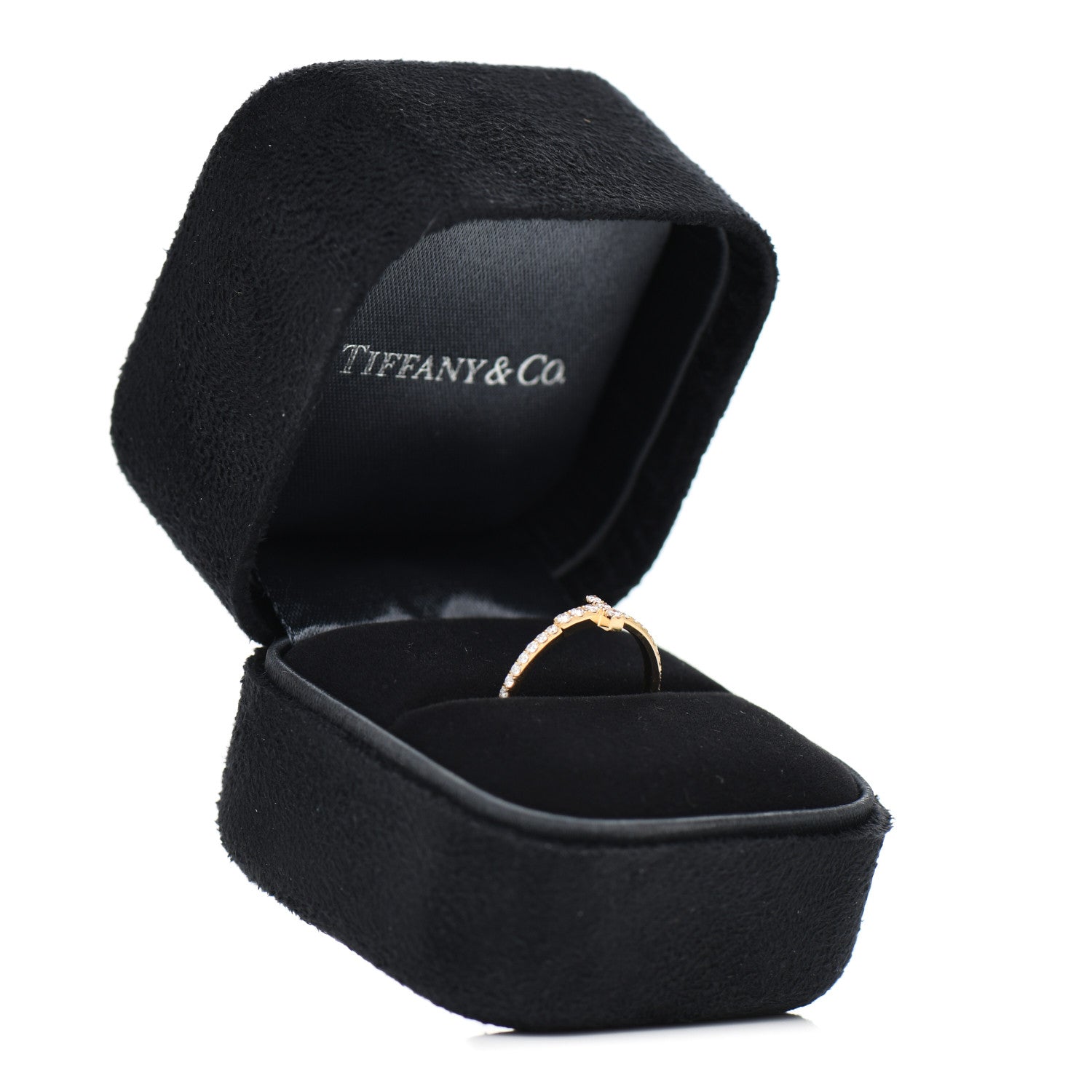 Tiffany 18K Yellow Gold Diamond T Wire Pave Ring 49 5 5 of 5