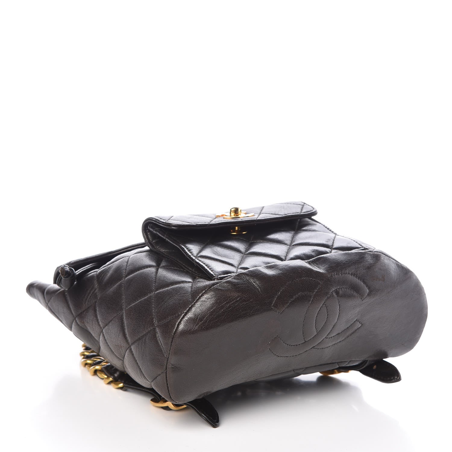 Chanel Lambskin Quilted Drawstring Backpack Black 4 of 10