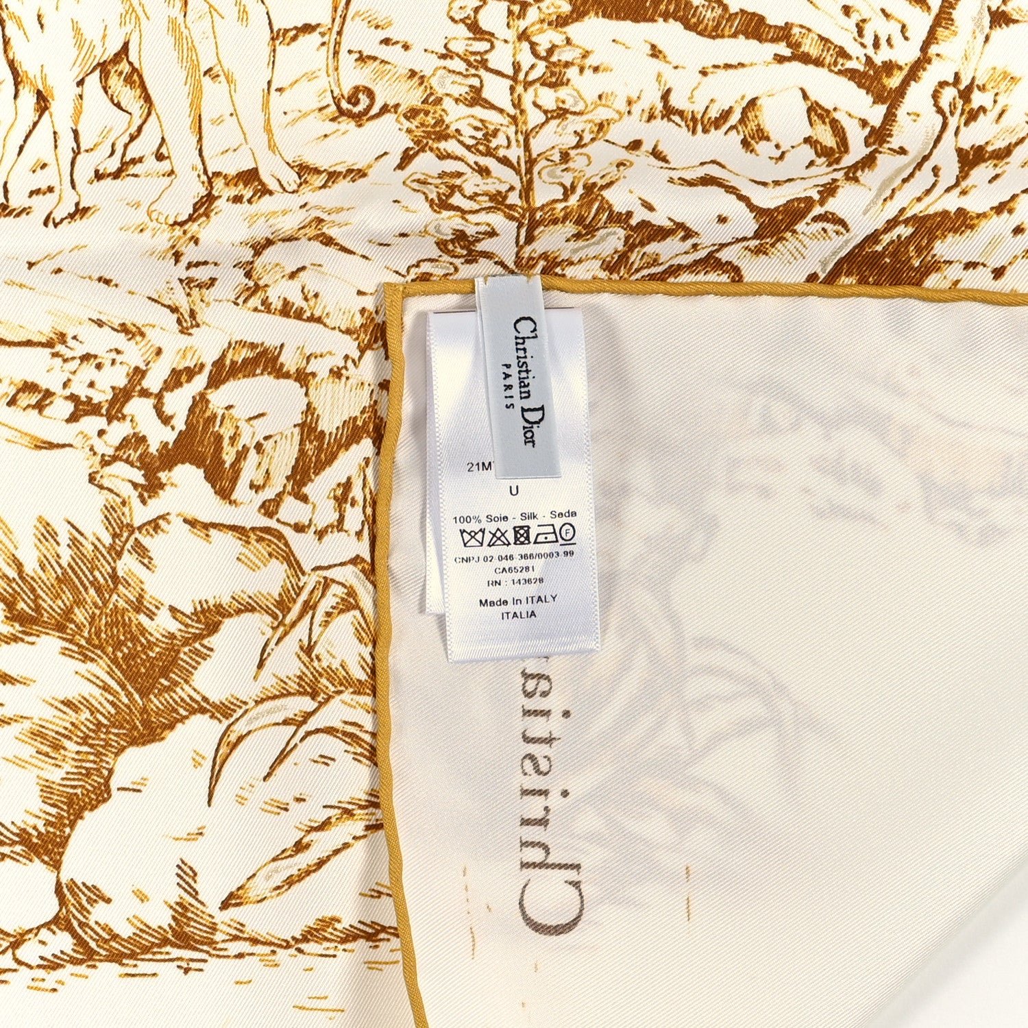 Christian Dior Silk Square Scarf White Gold 3 of 3