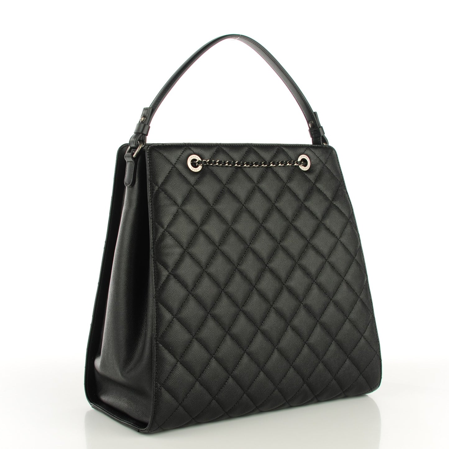 Caviar Quilted Large CC Bucket Bag Black
