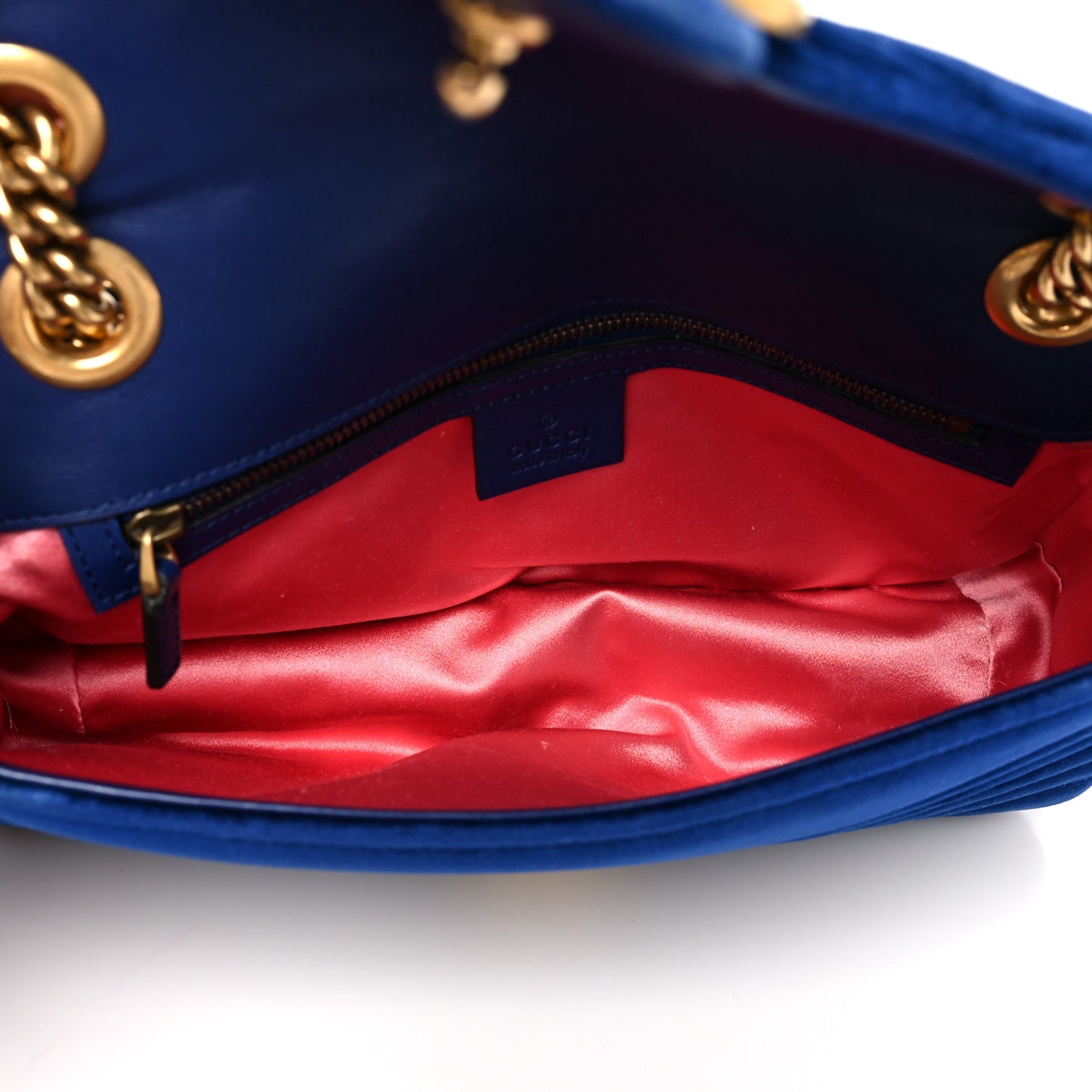 Velvet Matelasse Small GG Marmont Shoulder Bag Cobalt Blue