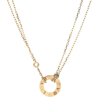 Cartier 18K Yellow Gold 2 Diamond LOVE Necklace 1 of 8