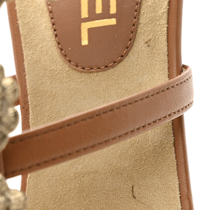Chanel Lambskin Cork Camellia Wedge Sandals 37.5 Light Brown 10 of 13