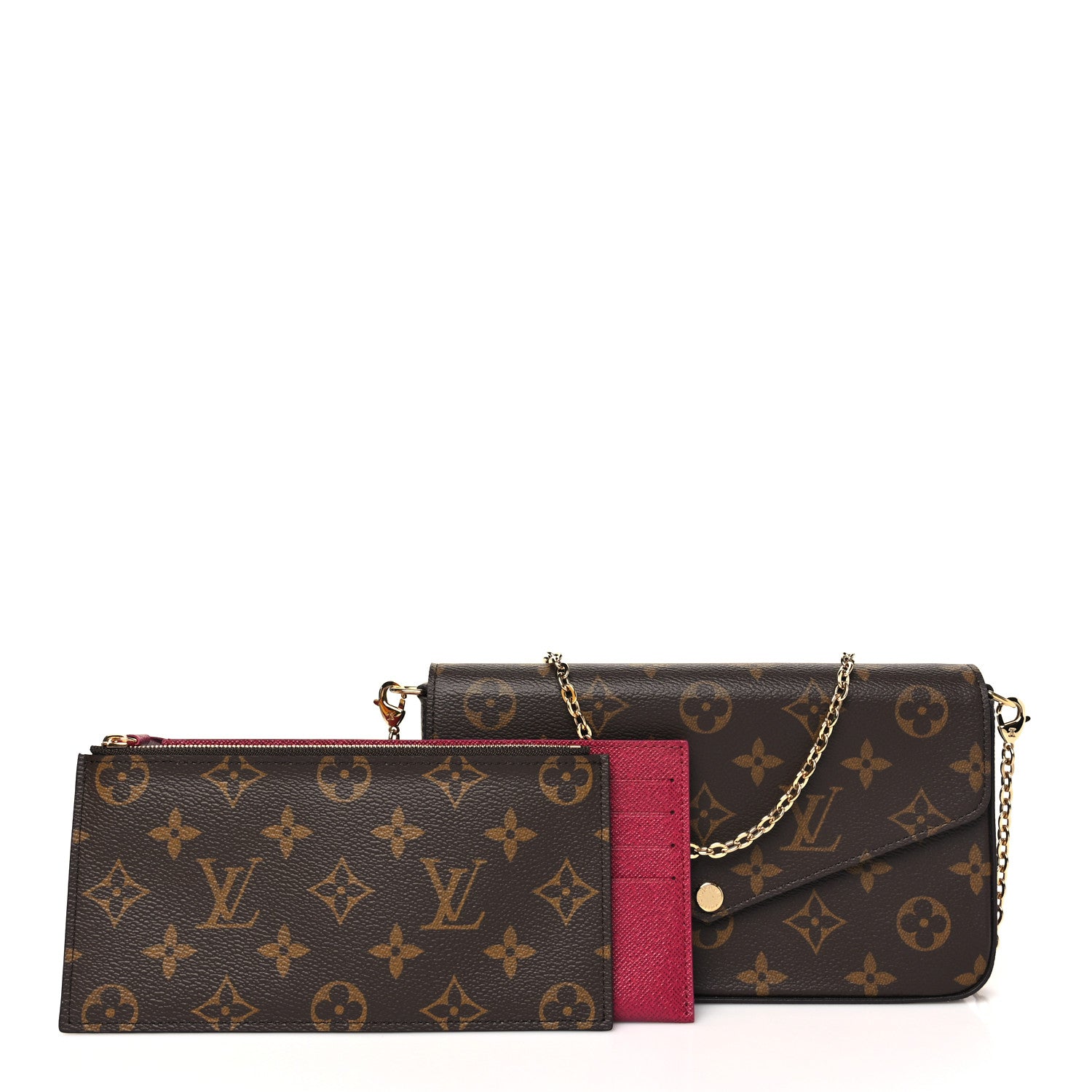 Louis Vuitton Monogram Pochette Felicie Chain Wallet Fuchsia 3 of 10