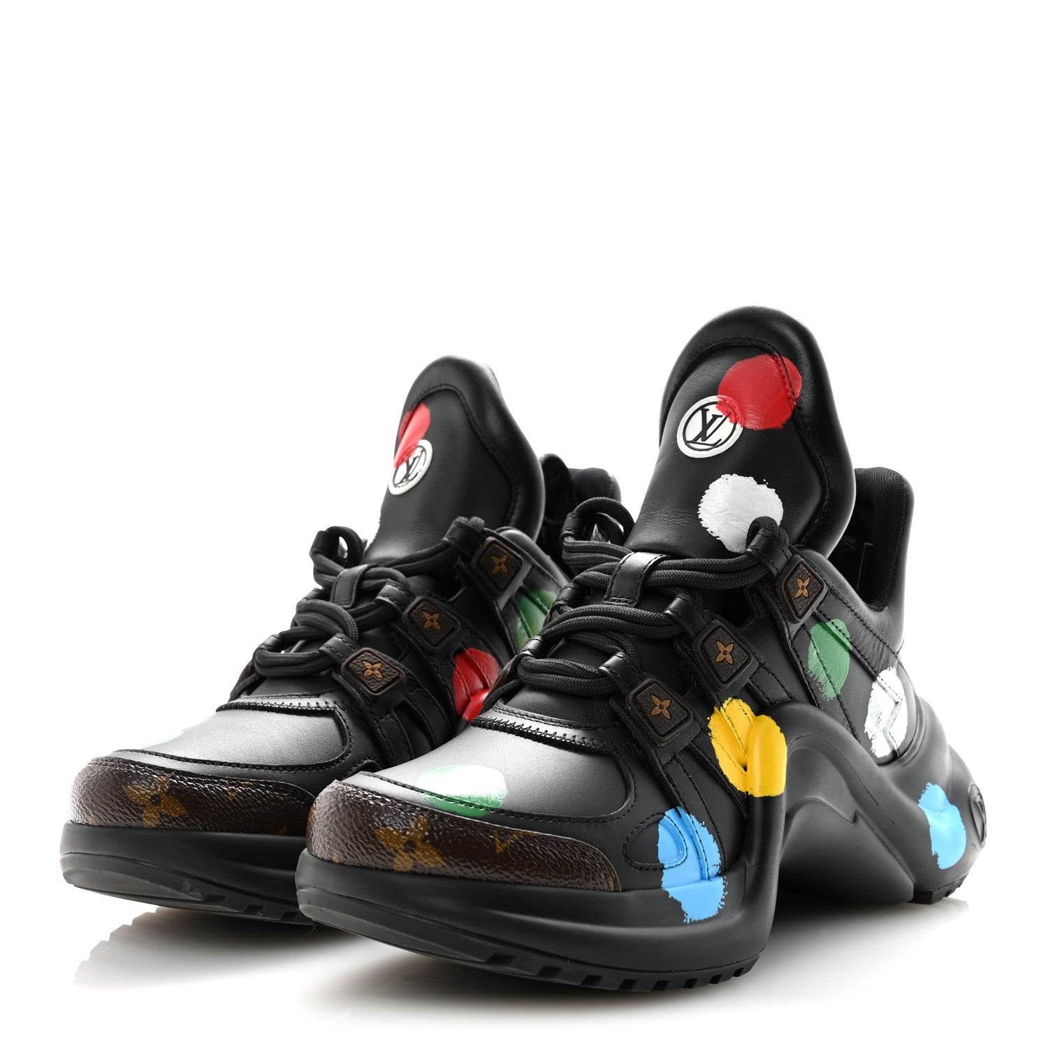 Louis Vuitton X YK Calfskin Patent Monogram Archlight Sneakers 37 Black 4 of 9