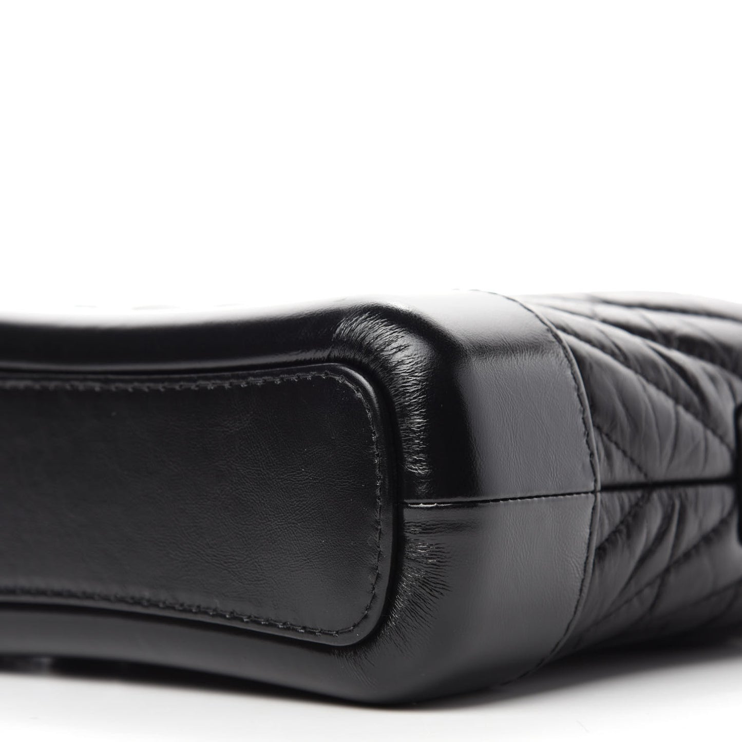 Aged Calfskin Chevron Quilted Small Gabrielle Hobo So Black