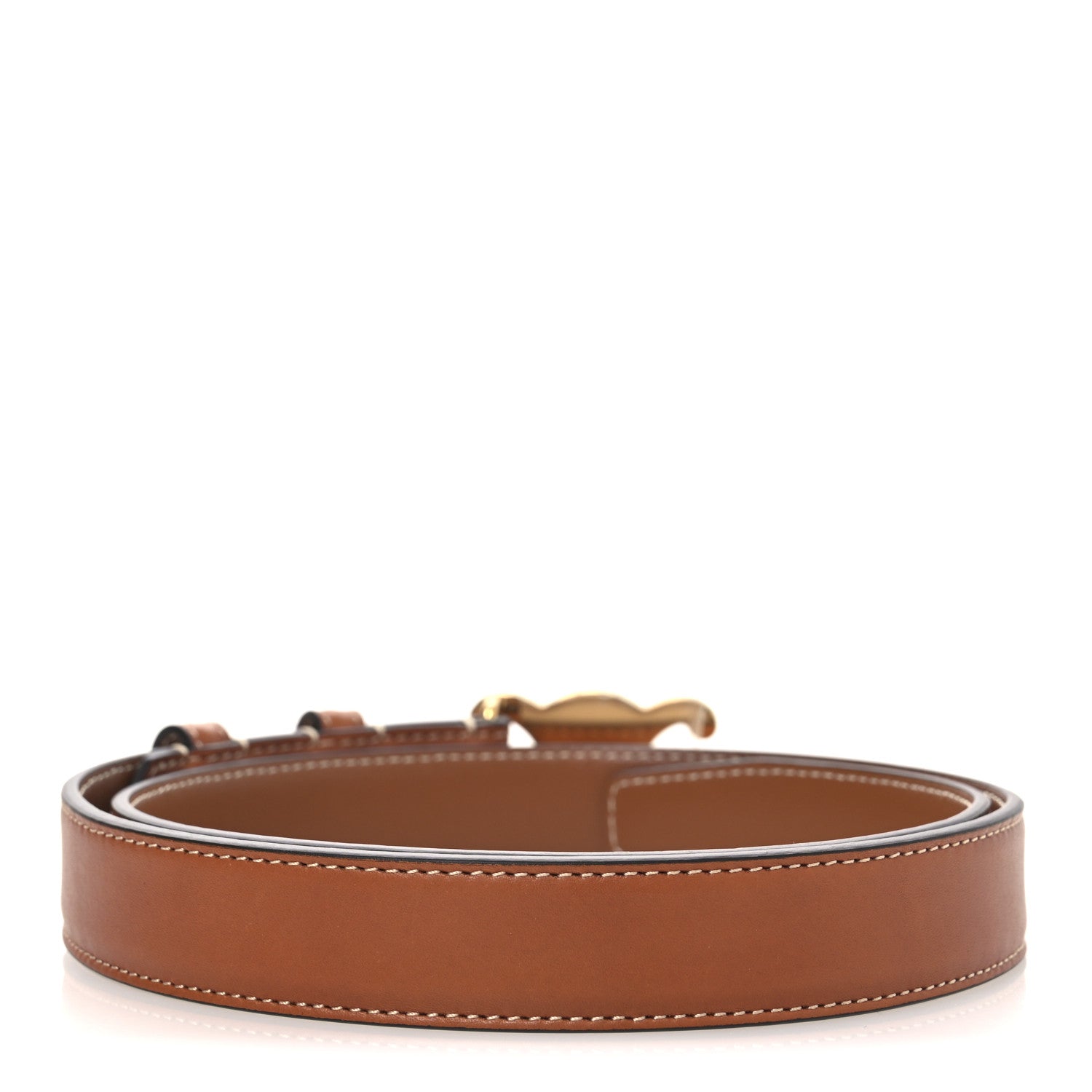 Celine Box Calfskin Medium 25mm Triomphe Belt 75 30 Tan 2 of 8