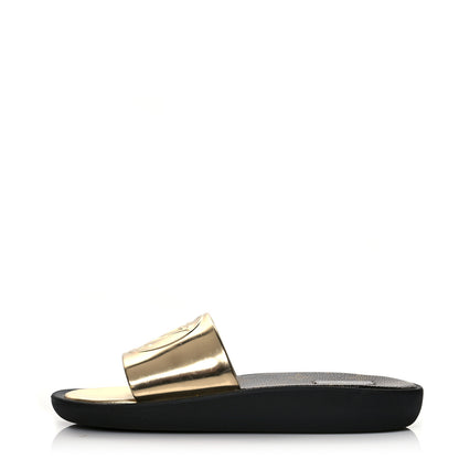 Louis Vuitton Metallic Calfskin Sunbath Slide Sandals 36 Gold 1 of 9