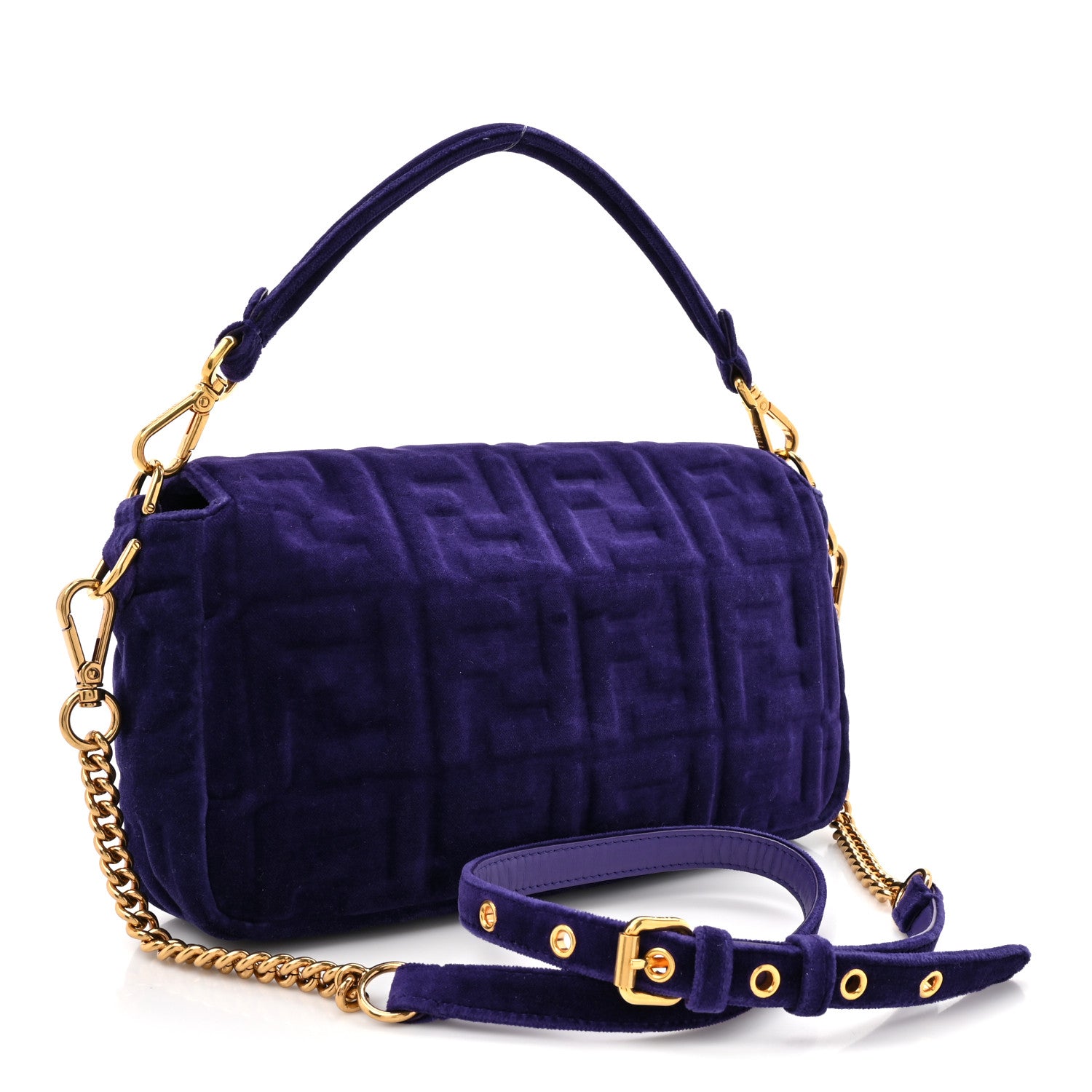 Fendi Velvet FF Embossed Baguette Viola Plus 3 of 10