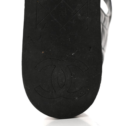 Chanel Lambskin Quilted CC Platform Sandals 38 Black 8 of 8