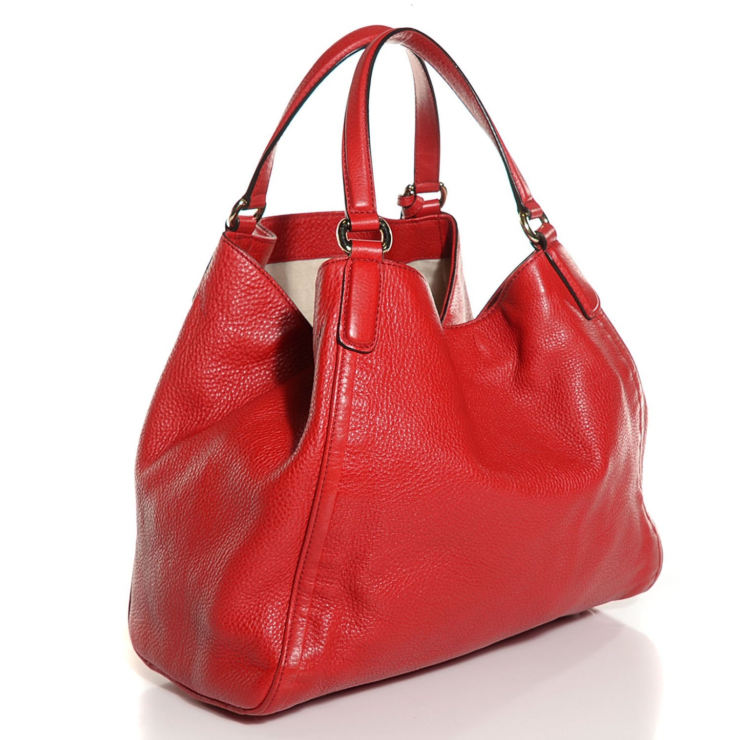 Pebbled Calfskin Medium Soho Shoulder Bag Red