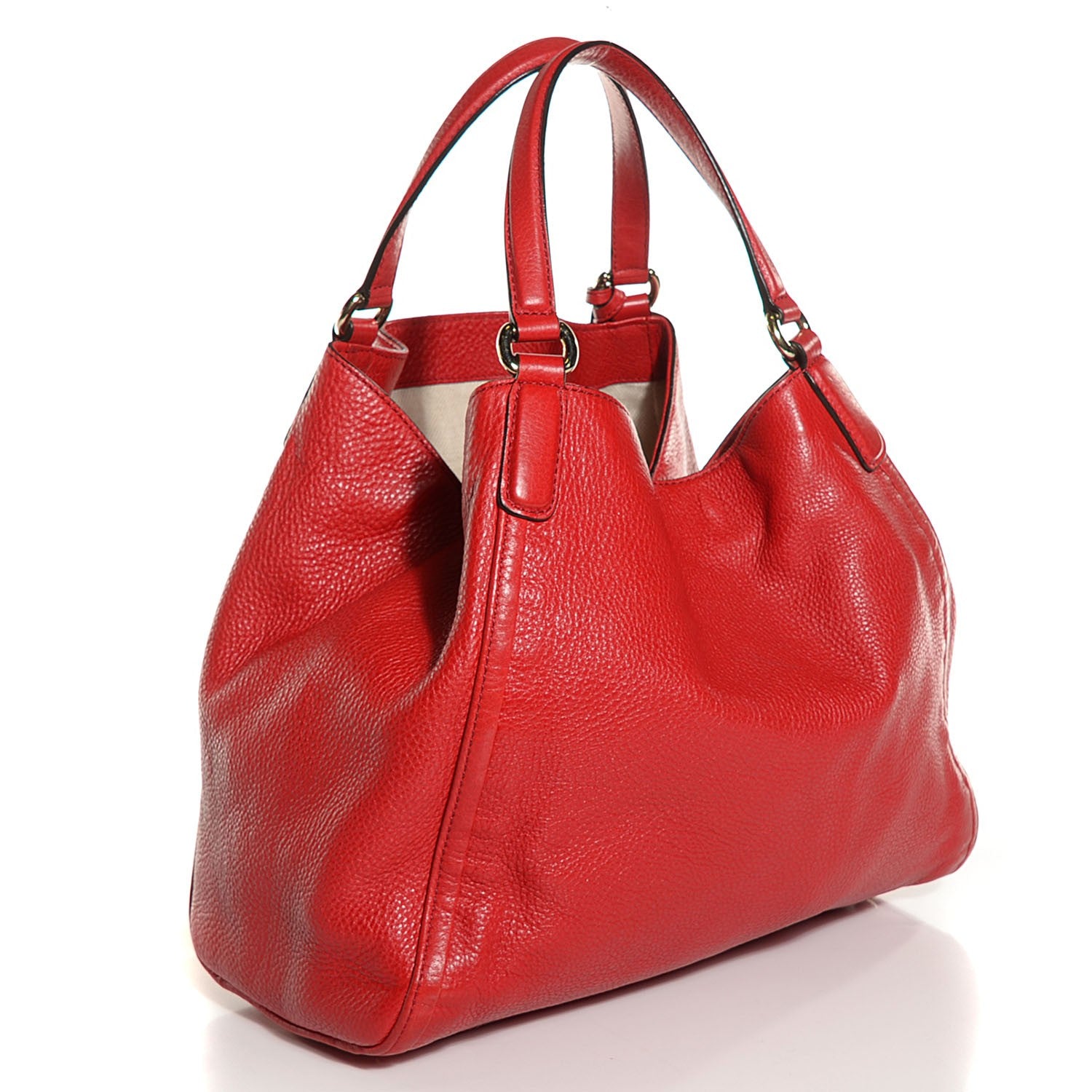 Gucci Pebbled Calfskin Medium Soho Shoulder Bag Red 3 of 9