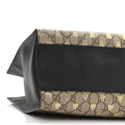 Gucci GG Supreme Monogram Bees Medium Padlock Tote Beige Oro Black 8 of 13