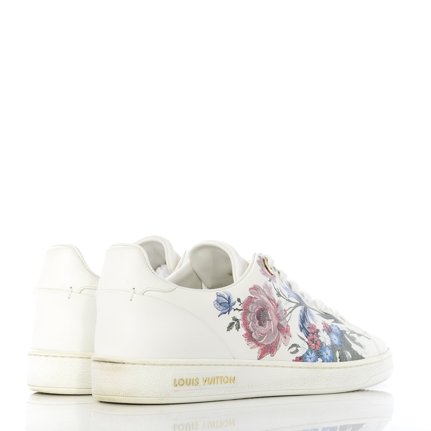 Louis Vuitton Calfskin Floral Frontrow Sneakers 38 White 4 of 11