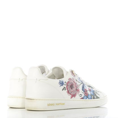 Louis Vuitton Calfskin Floral Frontrow Sneakers 38 White 4 of 11
