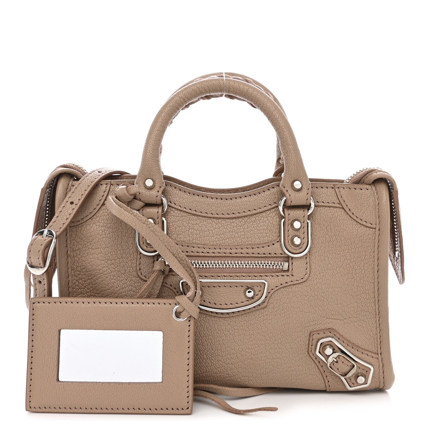 Balenciaga Chevre Silver Metallic Edge Hardware Nano City Beige Latte 1 of 11