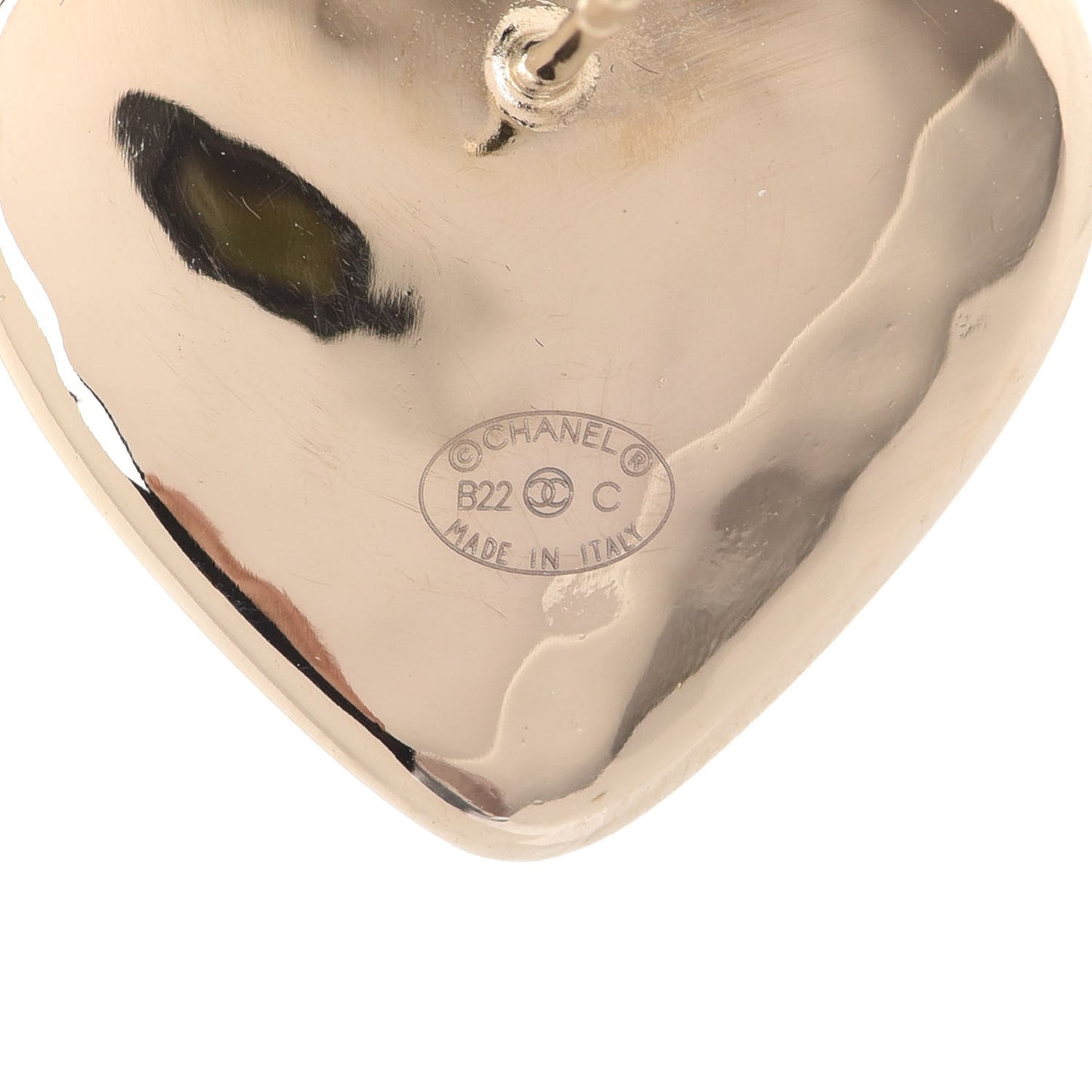 Pearl CC Heart Earrings Gold