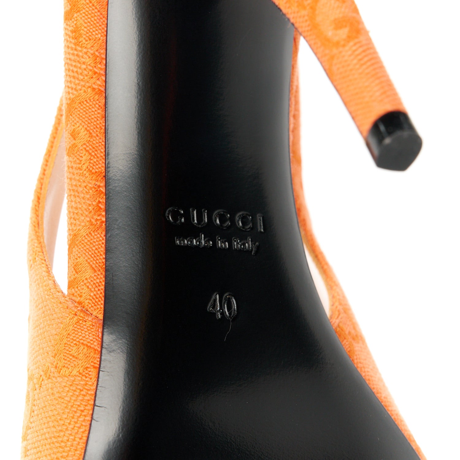 Gucci Monogram Horsebit 85mm Erin Slingback Pumps 40 Orange 6 of 9