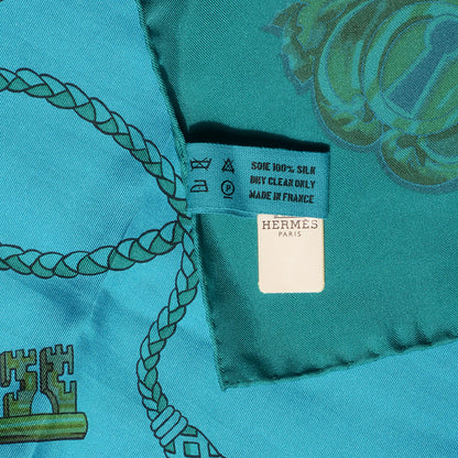 Hermes Silk Dip Dye Les Cles Shawl Giant Scarf 140 Turquoise Fonce Canard 5 of 7