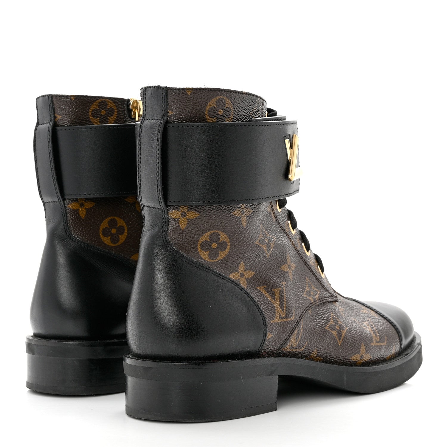 Louis Vuitton Calfskin Monogram Wonderland Flat Ranger Boots 39 Black 4 of 9