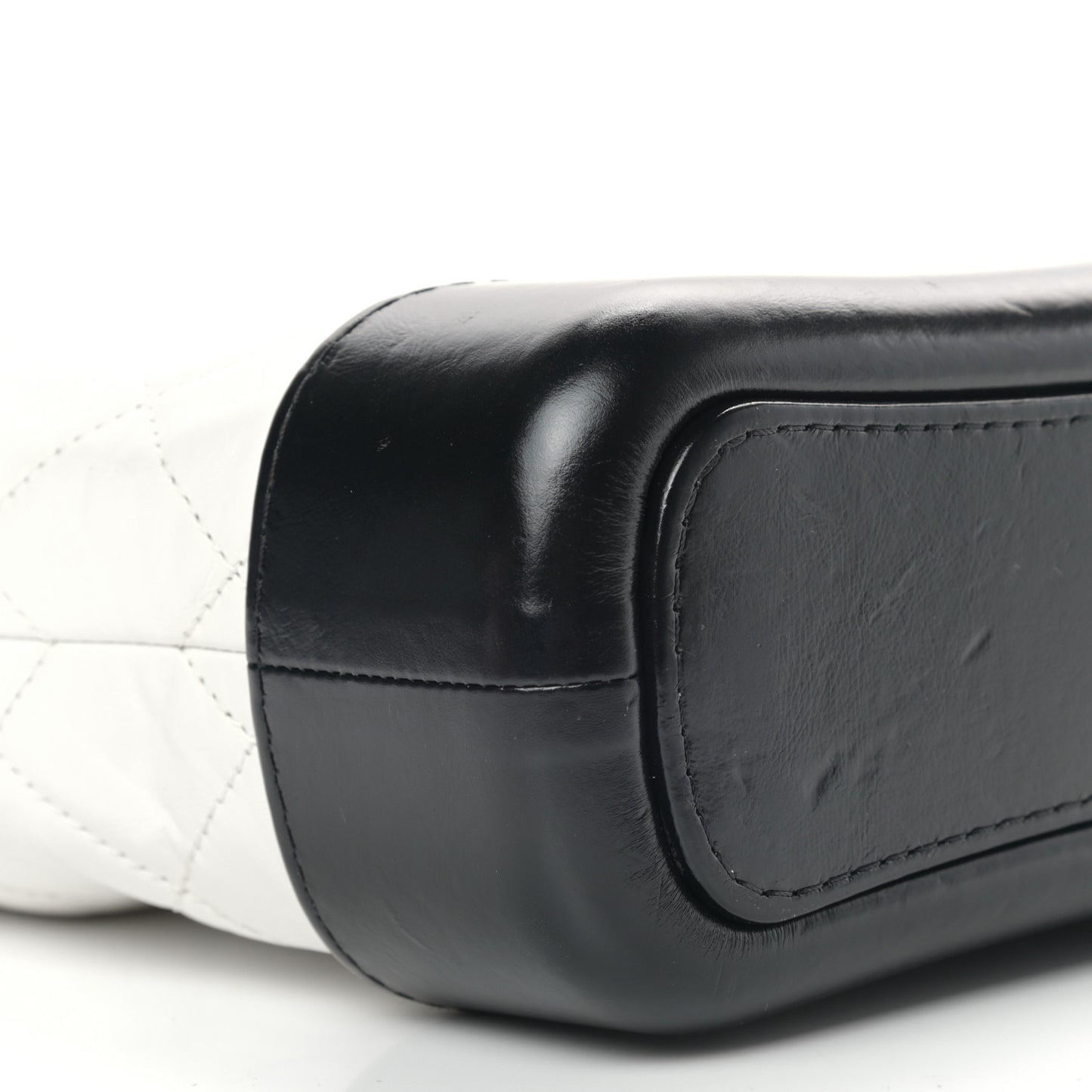 Aged Calfskin Quilted Small Gabrielle Hobo Black White