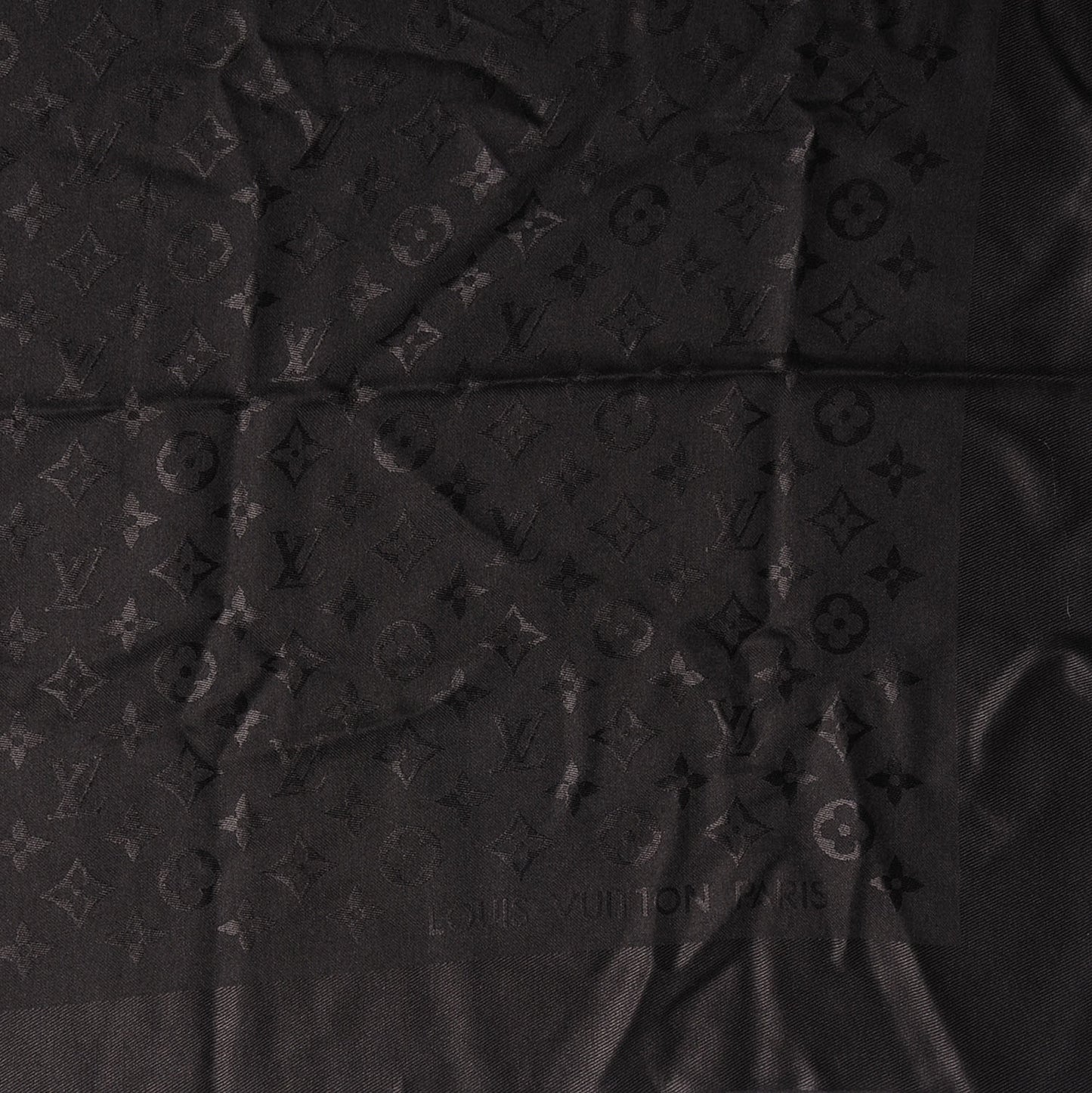 Silk Wool Monogram Shawl Black