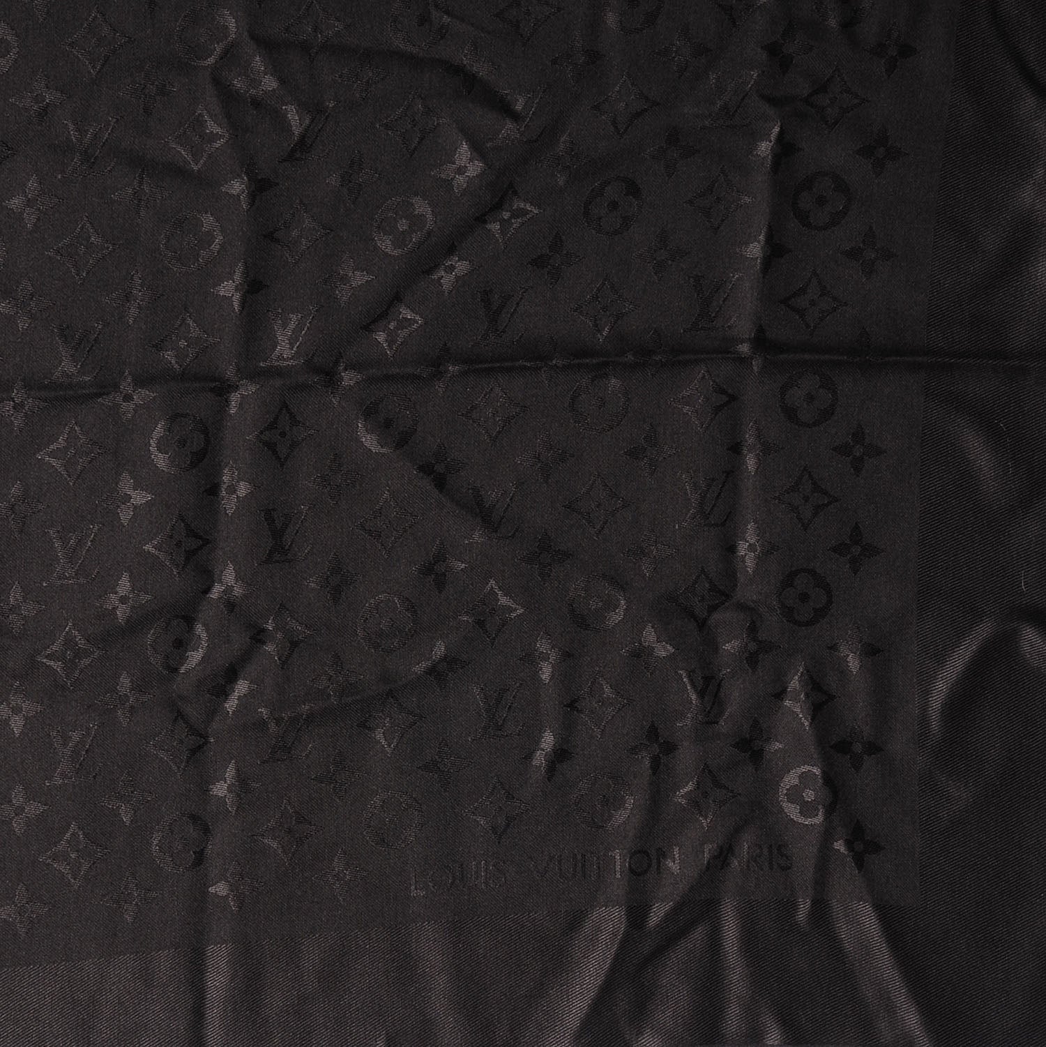 Louis Vuitton Silk Wool Monogram Shawl Black 3 of 4