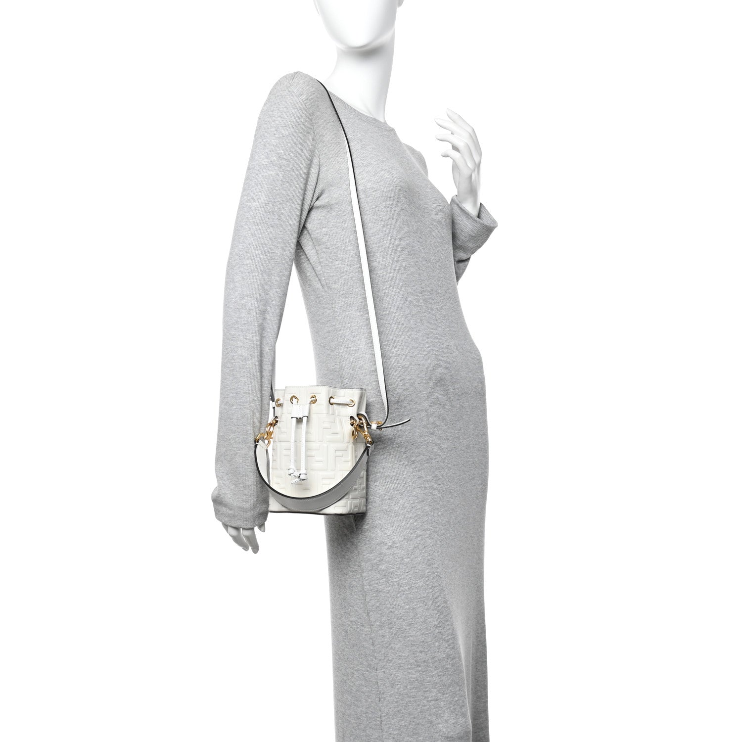 Fendi Vitello Liberty F Embossed Mini Mon Tresor Bucket Bag White 2 of 10
