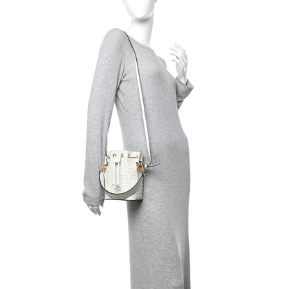 Fendi Vitello Liberty F Embossed Mini Mon Tresor Bucket Bag White 2 of 10